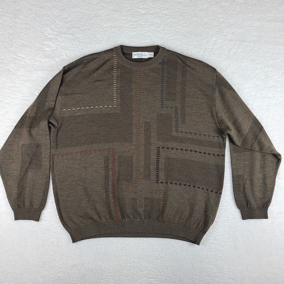 St. Croix Sweater Mens XL Brown Knits Crewneck Sweatshirt Wool VTG Vintage